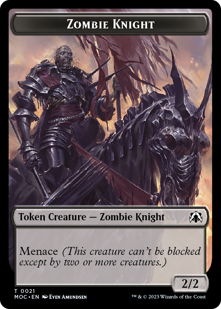 Zombie Knight // Human (6) Double-Sided Token [March of the Machine Commander Tokens] | A1Comics