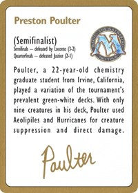 1996 Preston Poulter Biography Card [World Championship Decks] | A1Comics