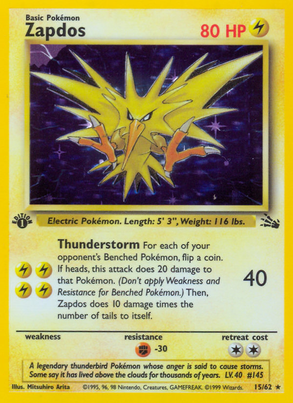 Zapdos (15/62) [Fossil 1st Edition] | A1Comics