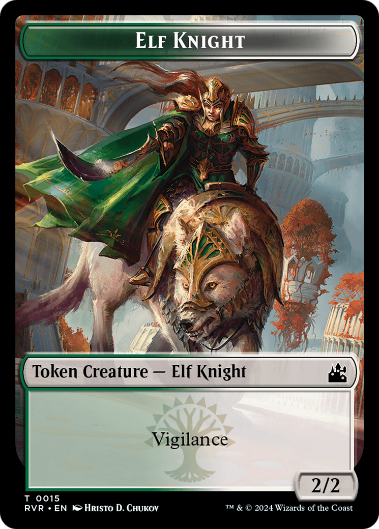 Elf Knight // Spirit (0004) Double-Sided Token [Ravnica Remastered Tokens] | A1Comics