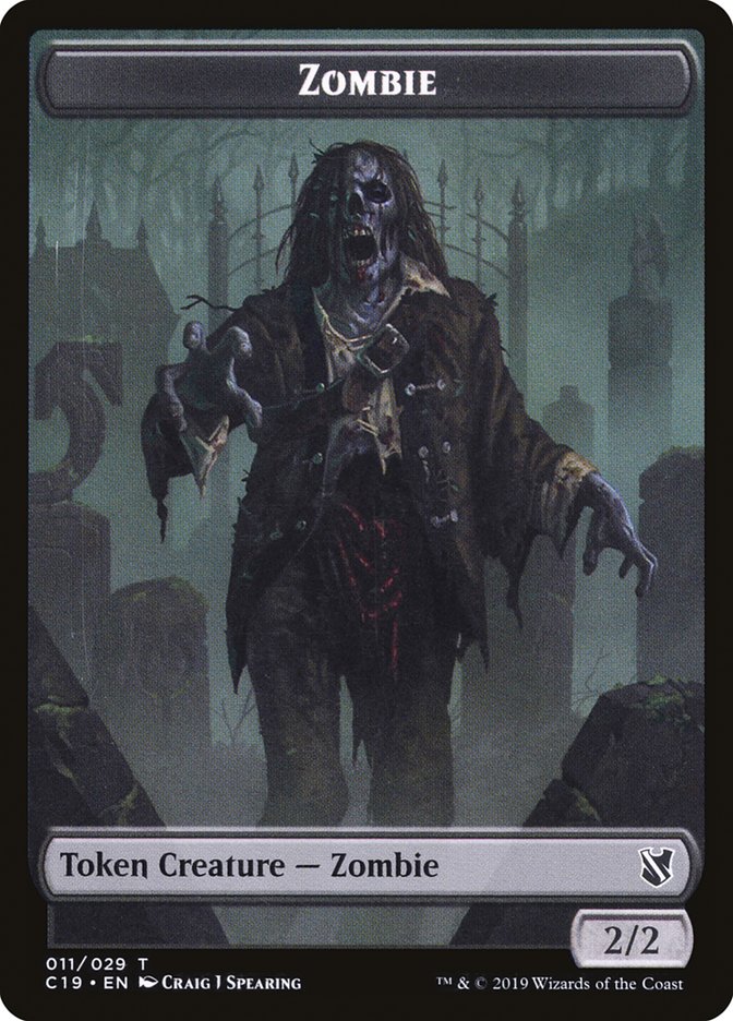 Zombie (010) // Zombie (011) Double-Sided Token [Commander 2019 Tokens] | A1Comics