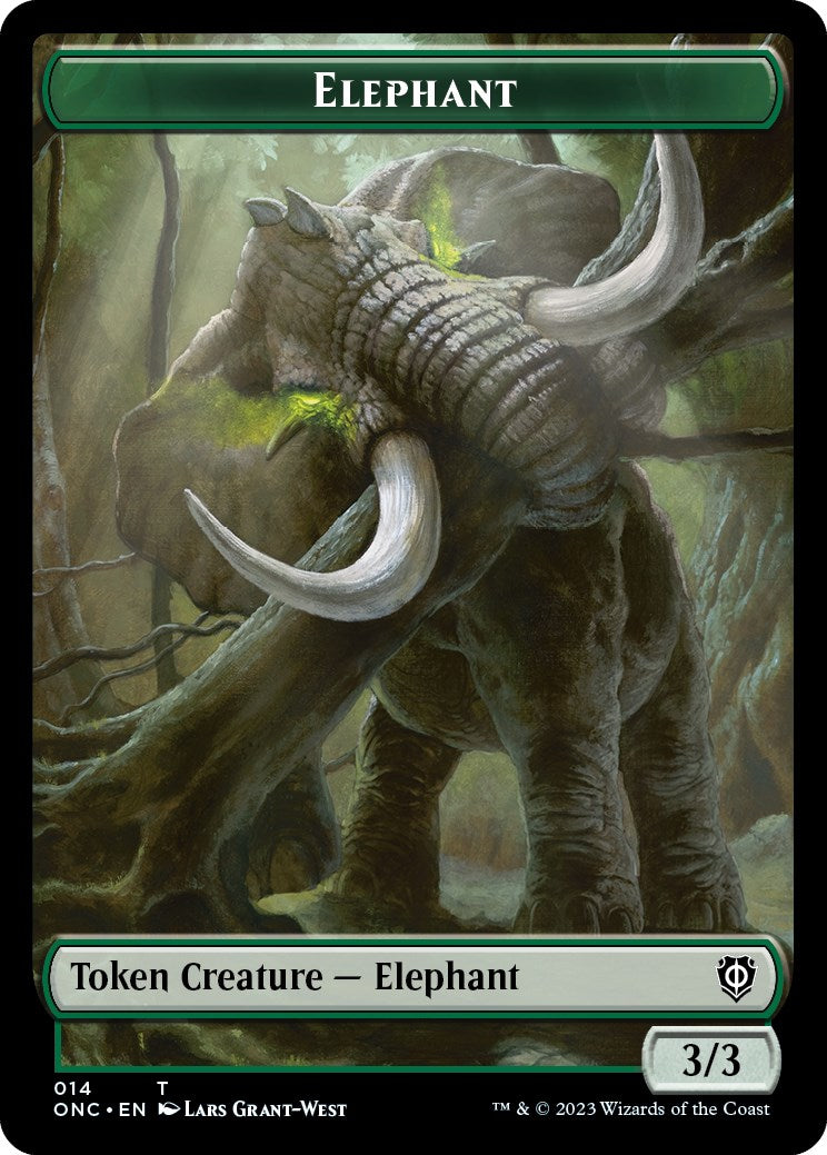 Human Soldier // Elephant Double-Sided Token [Phyrexia: All Will Be One Commander Tokens] | A1Comics